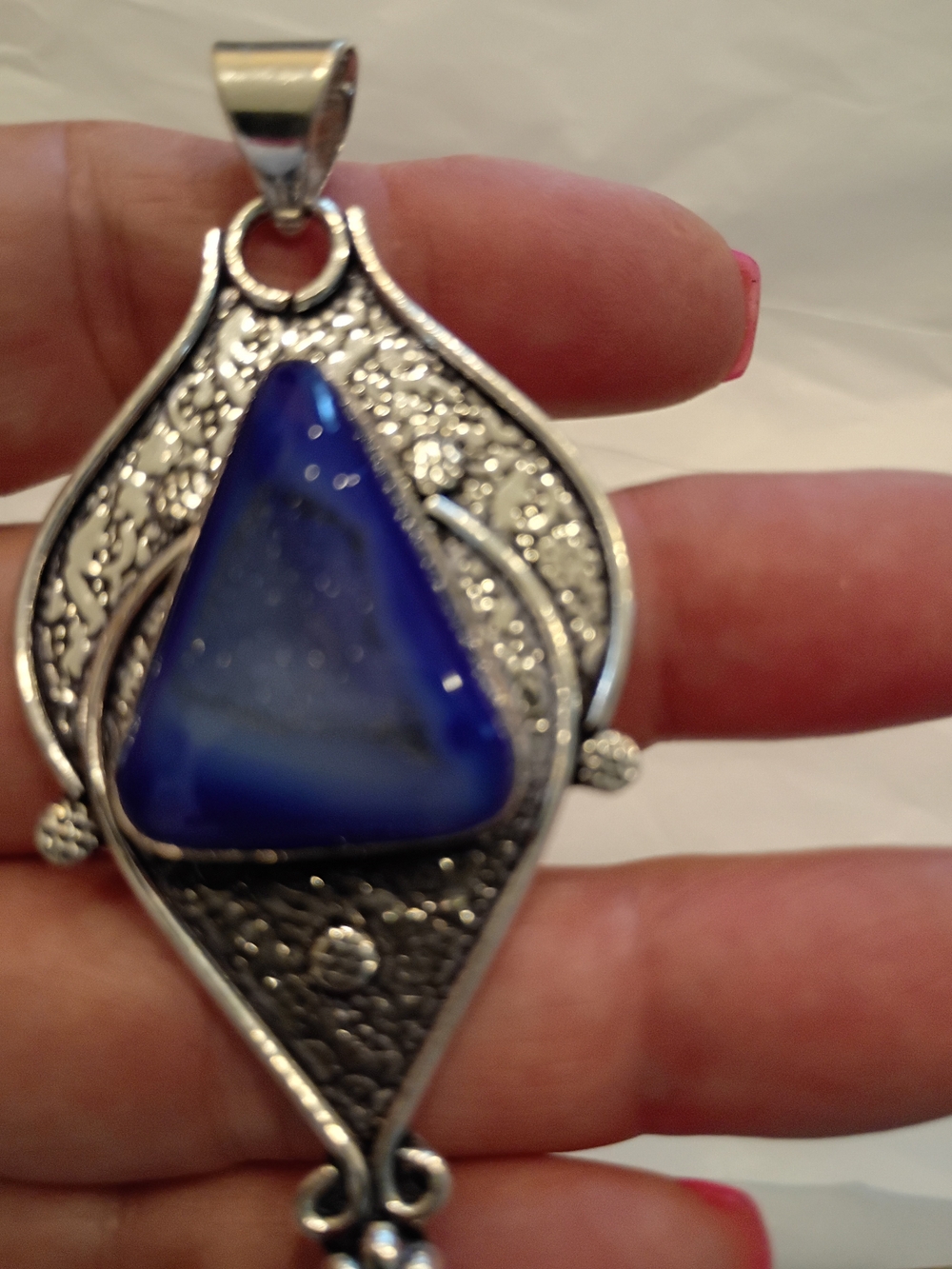 Handcrafted Blue Druzy Pendant Stunning! - Picture 3 of 6